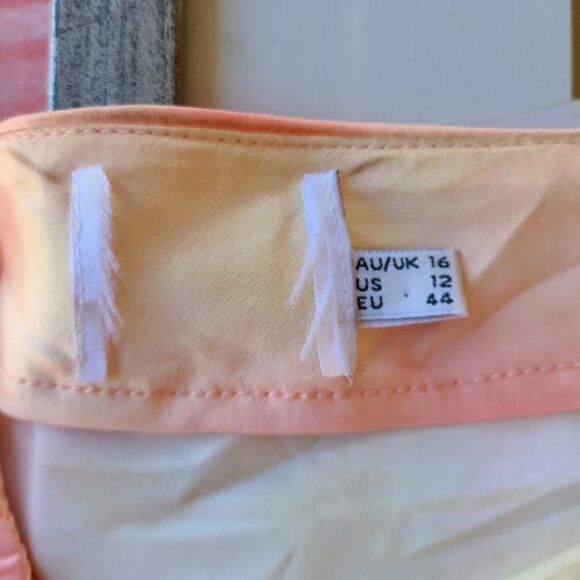 Princess Polly Pink Carsa Tie Dye Satin Tie Strap Midi High Slit Slip Dress 12US - Picture 12 of 12